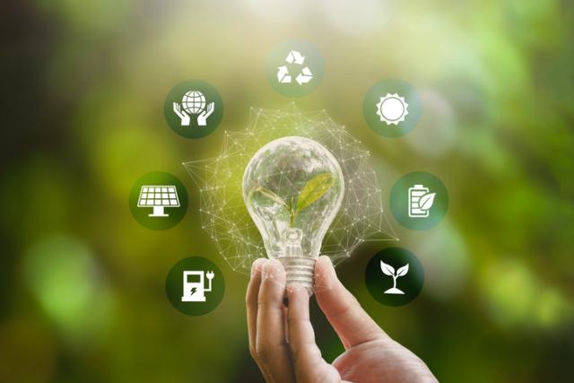 Illustration mit Symbolen zum Thema Energie