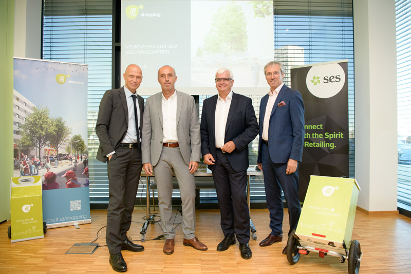 Alexander Kopecek (Vorstand Wien 3420), Alexander Eck (SES Head of Development), Marcus Wild (CEO SES), Gerhard Schuster (CEO Wien 3420)